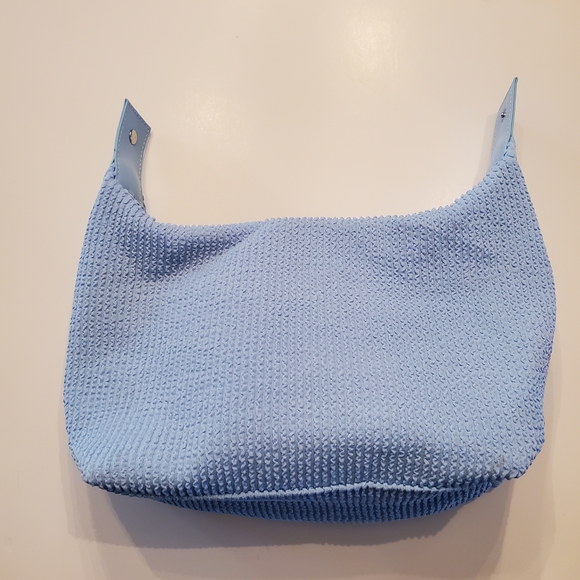 Kate Spade Blue Ribbed Terry Cloth Mini Hobo Cosmetic Bag - Picture 2 of 9